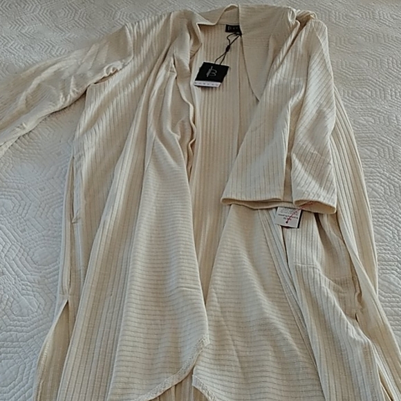 Bobeau Oatmeal Open Long Cardigan L - Picture 7 of 8
